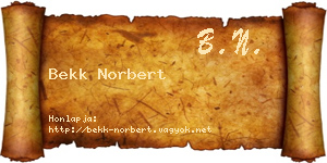 Bekk Norbert névjegykártya